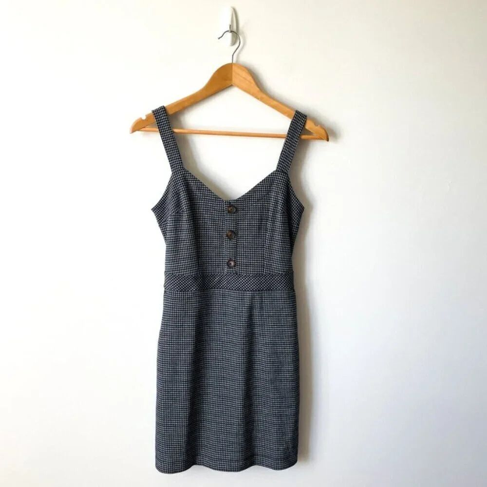 Abercrombie & Fitch Plaid Wide Strap Mini Dress Navy  White Size Small